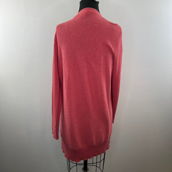EILEEN FISHER Pink Organic Cotton Long Sleeve Open Front Knit Cardigan Sweater M - Picture 6 of 9